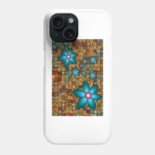 Turquoise Fractal Flowers Phone Case