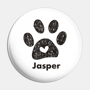 Jasper name made of hand drawn paw prints Pin