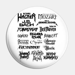 Heavy Metal-style Classical Composers (Black) Pin