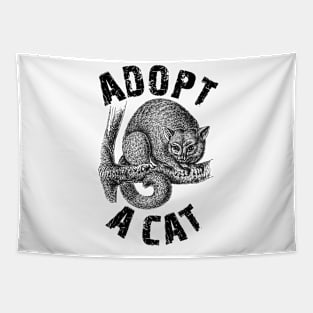 Adopt a Cat Funny Opossum Black&White Tapestry