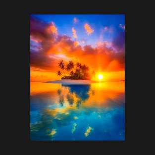 Escape to Paradise: Stunning Digital Art of an Idyllic Island Getaway, Perfect for Your Home or Office Decor T-Shirt