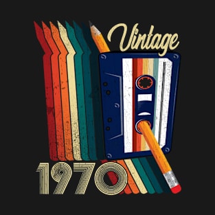 Vintage 1970 Cassette Tape Pencil Retro Classic Birthday T-Shirt