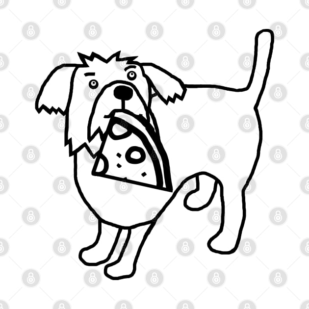 Cute Dog and Funny Pizza Slice Outline by ellenhenryart