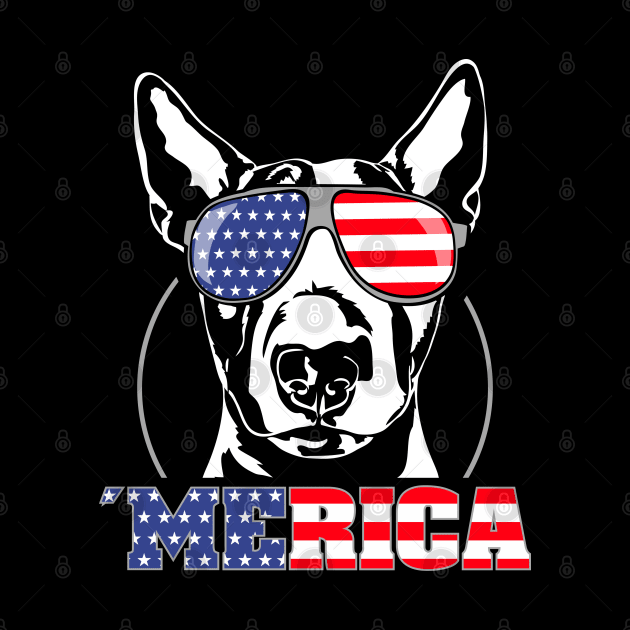 Proud Bull Terrier American Flag Merica dog by wilsigns