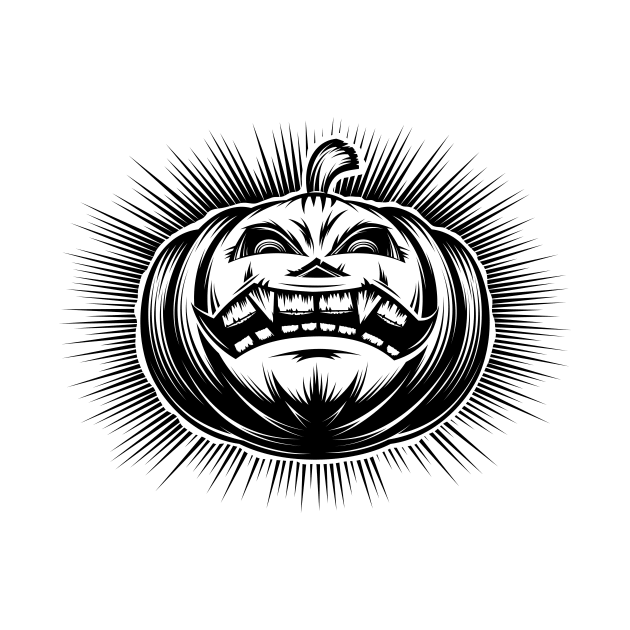 Pumpkin Smiling Halloween Hand Drawing Retro by alxr