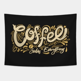 Coffee Solves Everything Retro Tapestry