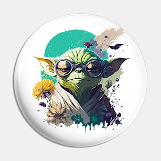 Lunar Sage: Old Yoda Beneath the Green Moon Pin