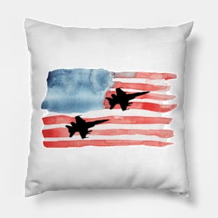 planes square with american flag Pillow