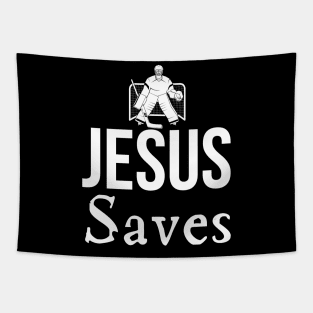 Jesus Saves Goalie Tapestry