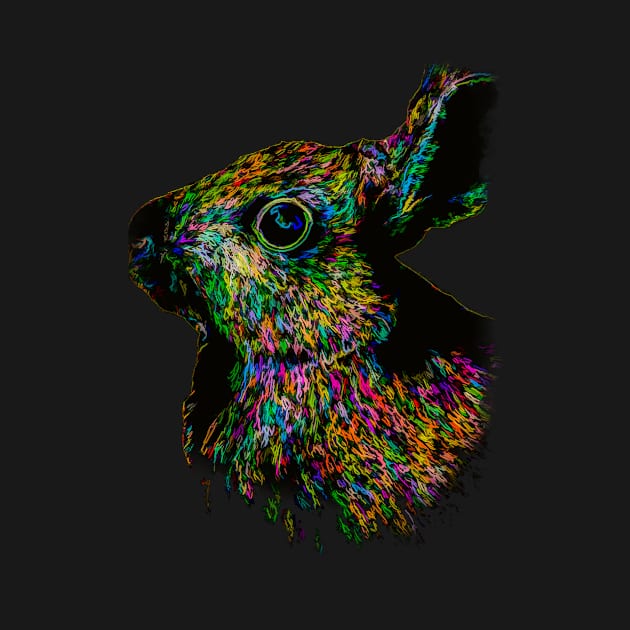 Neon Rabbit - Abstract animal tee art by VeryPeculiar