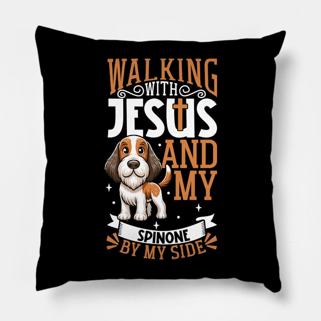Jesus and dog - Spinone Italiano Pillow by Modern Medieval Design