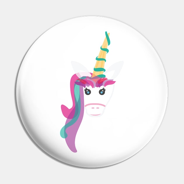 Pink, Green and Purple Unicorn with Rainbow hair Pin by sigdesign