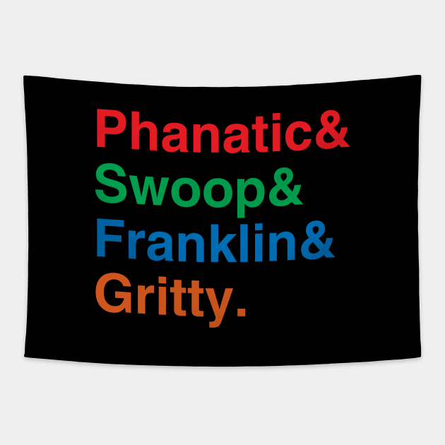 Philly Mascots List Tapestry by GloopTrekker