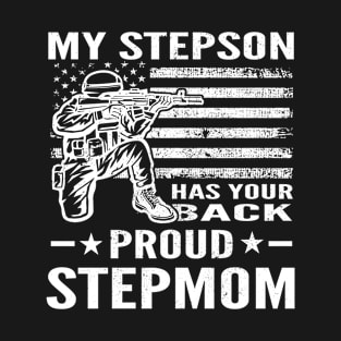 Distressed My Stepson Has Your Back Proud Stepmom T-Shirt