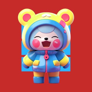 AKBLM - RED CHEEKS KUMA LOVES RED LOLLIPOPS 🍭 | KAWAII CHIBI 3D MASCOT T-Shirt