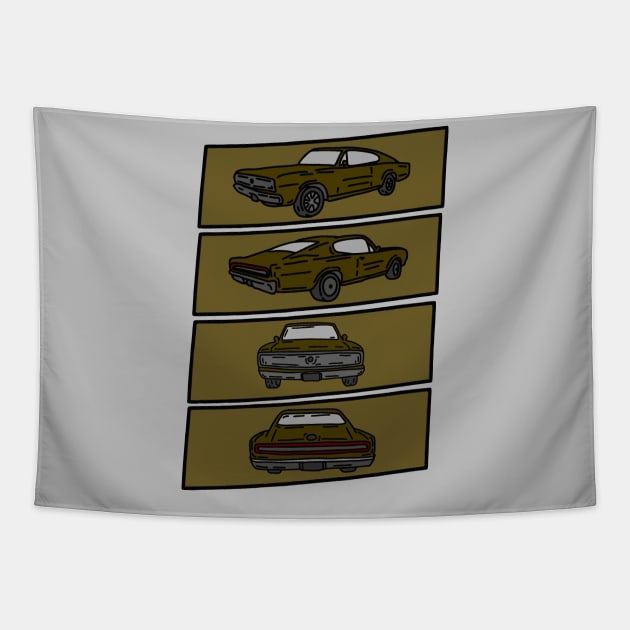 collection classic muscle car Tapestry by fokaction