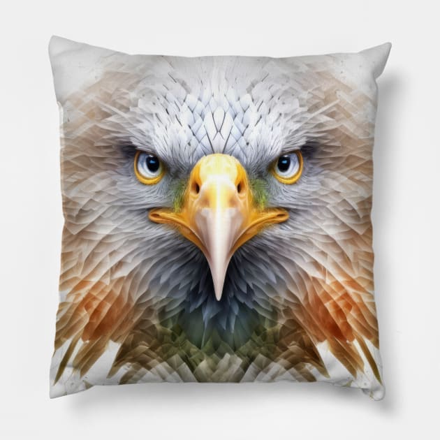 Eagle Animal Portrait Nature Wildlife Painting Pillow by Cubebox