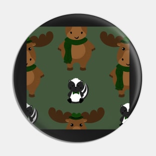 Moose and Skunk Pin