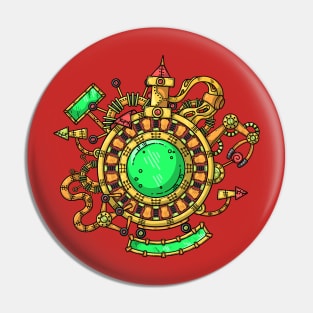 Steampunk Illustration Pin