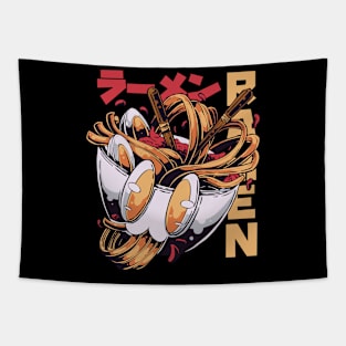 Anime Style Ramen Illustration Tapestry