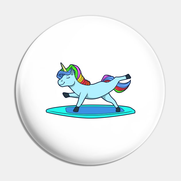 Cartoon Unicorn Does SUP Yoga Pin by Modern Medieval Design