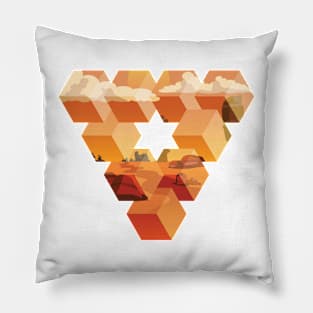 Artistic Geometric Triangle With A Calm Desert Scene Pillow