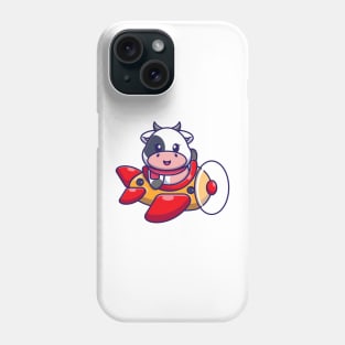 Cute baby cow driving plane cartoon Phone Case