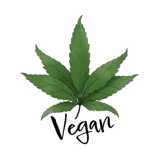 Vegan Weed Leaf Design T-Shirt