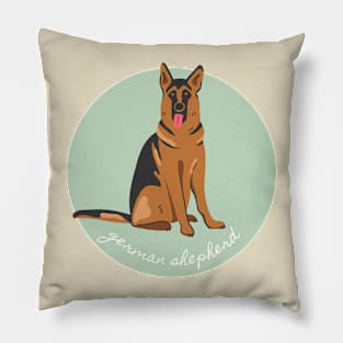 German Shepherd Dog Breed Cursive Graphic Pillow