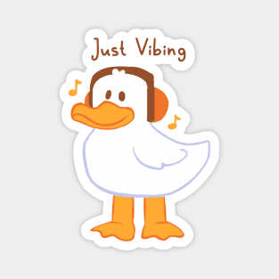 Just Vibing Headphones Cartoon Duck Magnet