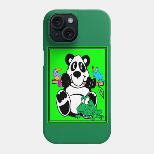 Comic Animation Abstract Panda, Birds and Frog Print Phone Case