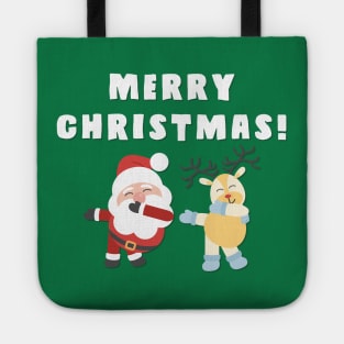 Dabbing Santa and Rudolph Tote