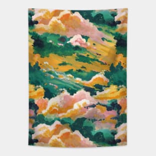 Green, yellow, and Pink Sky Tapestry