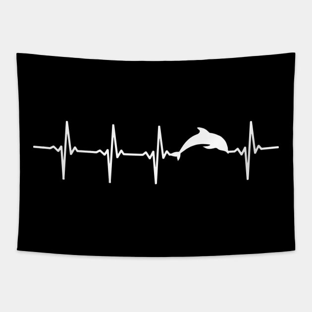 Dolphin Heartbeat Gift For Dolphin Lovers Tapestry by OceanRadar