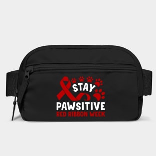 Stay Pawsitive Red Ribbon Week Awareness 2022 Anti Drug Free Cat Dog Pet Paw Bag