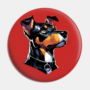 Stunning and Cool Jagdterrier Monochrome and Gold Portrait for Father's Day Pin