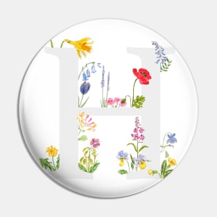 botanical monogram alphabet h wildflowers Pin