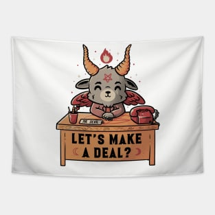 Let’s Make a Deal Funny Cute Evil Baphomet - Light Tapestry