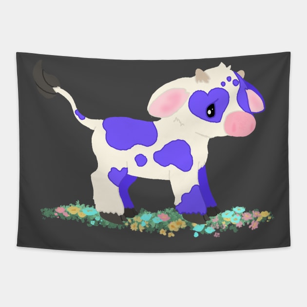 Blue moo Tapestry by Fickle and Fancy