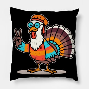 Peace Sign Turkey Hand | Thanksgiving | Thankful | Holiday | Cute | Turkey Pillow