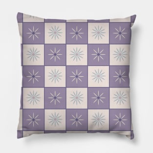 Geometric Check Floral Pillow