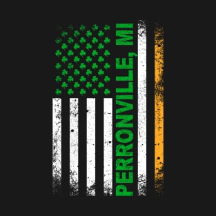 Irish American Flag PERRONVILLE, MI T-Shirt