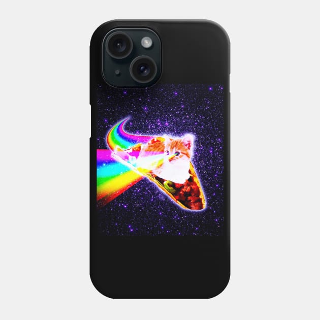 Rainbow Laser Eyes Galaxy Cat Riding Taco Phone Case by Random Galaxy