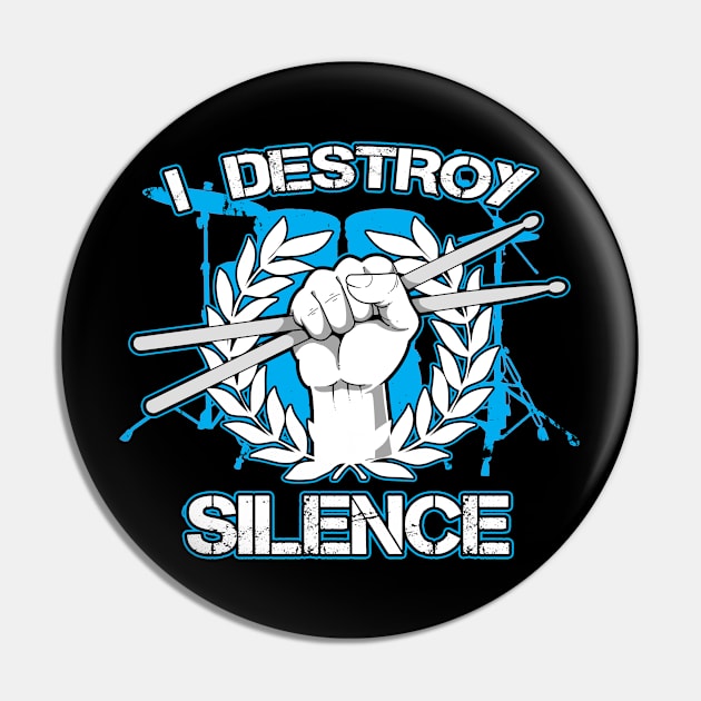 Destroy Silence Drumming Gift Print Drum Love Drums Drummer Print Pin by Linco