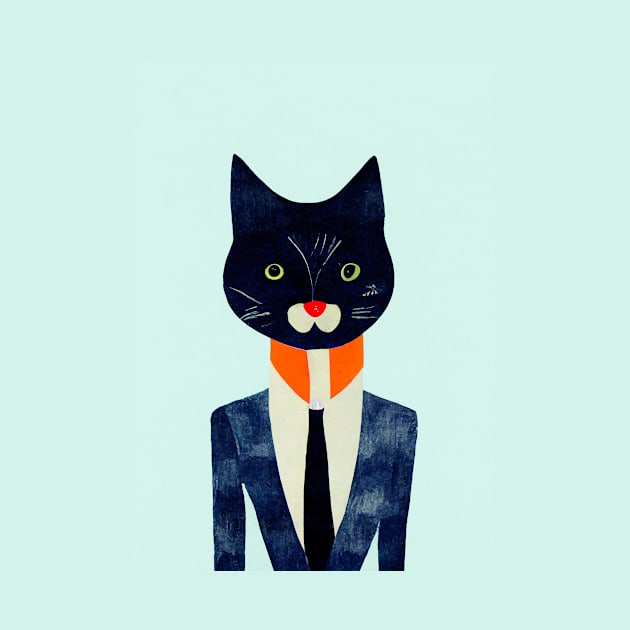 Busy Business Cat Retro Poster Vintage Art Business Wall Office Manager Illustration by BetterManufaktur