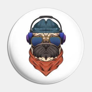 DJ Pug: Dowg with Headphones and shades (Dog) Pin