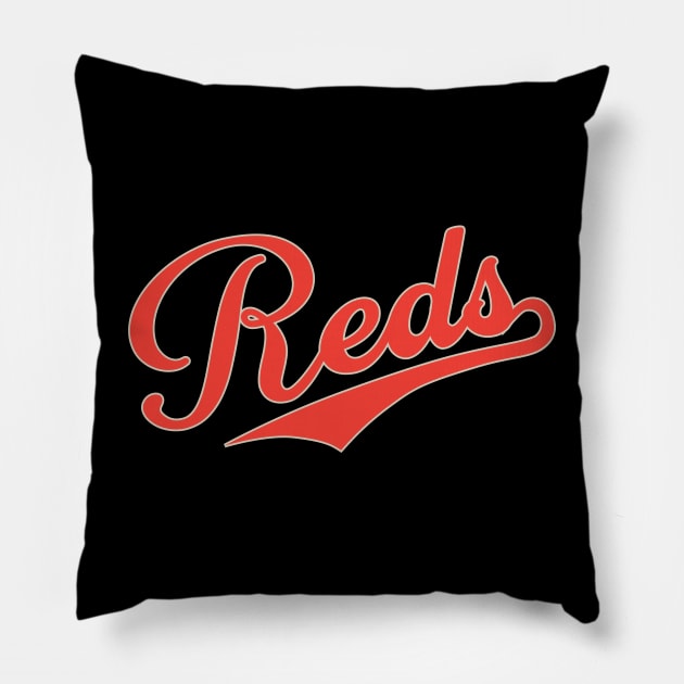 Cincinnati Reds Script by Buck Tee Originals Pillow by Buck Tee