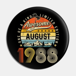 Awesome Since August 1988 Vintage 35th Birthday Pin