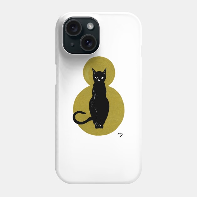 Gold Black Cat Phone Case by tristan.r.rosenkreutz