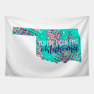 You&amp;#39;re Doin Fine Oklahoma Teal Feathers Tapestry